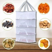 Dört Raflı Bölmeli Açık Havada Güneşte Bitki Meyve Sebze Çamaşır Kurutma Filesi Askısı Aparatı Aleti thumbnail 2