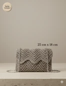 Omuz Çantası, Zincir Askılı Kol Çantası Polyester İplikli El Yapımı 18cm/23cm thumbnail 1