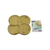 KARE 4 YUVARLAK KÖŞELİ - BÖLMELİ AHŞAP BAMBU SERVİS SUNUM TEPSİ - TAHTASI 20 X 20 X 1.4CM (5284) thumbnail 1