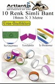 Renkli Simli Bant 10 Adet 1 Paket 10 lu Simli Holgramlı Metalik Hobi Işıltılı Bantı Hediye Dekoratif thumbnail 3