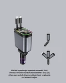 Araç Şarj Cihazı 4 Portlu 66W Hızlı Şarjlı LED Işıklı ve 180° Dönebilir thumbnail 5