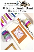 Renkli Simli Bant 10 Adet 1 Paket 10 lu Simli Holgramlı Metalik Hobi Işıltılı Bantı Hediye Dekoratif thumbnail 5
