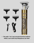 T lı Profesyonel Çizik Tıraş Makinesi Seti – 120 Dakika Kullanım, Şarjlı & Kablolu thumbnail 4