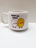 Karım da Karım Yazılı Civciv Desenli Mini Seramik Kupa Eşe Özel Tasarım Hediyelik Kupa thumbnail 1