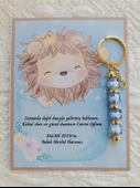 48 Adet Özel Tasarım Aslan ve Mavi Anahtarlık Hastane Yeni Doğan 40 Mevlidi Dağıtmalık Hediyelik thumbnail 1