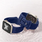 Apple Watch Ultra 1 ve 2 Uyumlu 49mm Leopar Desenli Yumuşak Silikon Kordon  Lacivert thumbnail 5