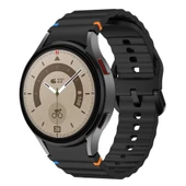 Samsung Galaxy Watch 5 Pro 45mm İle Uyumlu Metal Tokalı Dalgalı Spor Silikon Kordon  Siyah thumbnail 1