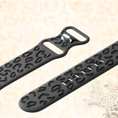 Apple Watch Ultra 1 ve 2 Uyumlu 49mm Leopar Desenli Yumuşak Silikon Kordon  Füme thumbnail 4