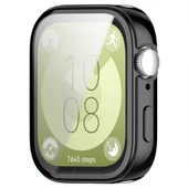 Huawei Watch Fit 3 Uyumlu Yumuşak Silikon 360 Tam Koruma Kasa ve Ekran Koruyucu  Siyah thumbnail 4