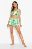 MDB MdbShop Yeşil Fırfırlı Şortlu Pijama Takımı thumbnail 4