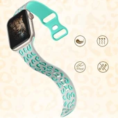 Apple Watch Ultra 1 ve 2 Uyumlu 49mm Leopar Desenli Yumuşak Silikon Kordon  Gri thumbnail 2