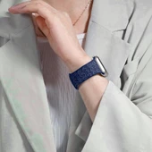 Apple Watch Ultra 1 ve 2 Uyumlu 49mm Leopar Desenli Yumuşak Silikon Kordon  Lacivert thumbnail 3