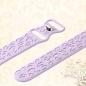 Apple Watch Uyumlu 44 45 46mm Leopar Desenli Yumuşak Silikon Kordon Seri 2 3 4 5 6 Se 7 8 9 10   Lila thumbnail 4