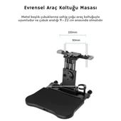 ShopyTech Evrensel Araç Koltuğu Masası 360° Döner Tepsi Tablet Laptop Standı ve Bardaklık thumbnail 5