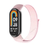 Xiaomi Mi Band 8 İle Uyumlu Hasır Nylon Akıllı Bileklik Kordon - Saat Kordonu  Açık Pembe thumbnail 1