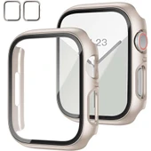 Apple Watch 42MM 4-5-6 SE Seri Uyumlu Starlight 360 Derece Koruma ve Temperli Cam Ekran Koruyucu  Starlight thumbnail 1