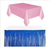 Pembe Masa Örtüsü, Lacivert Masa Eteği thumbnail 1
