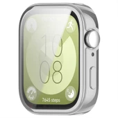 Huawei Watch Fit 3 Uyumlu Yumuşak Silikon 360 Tam Koruma Kasa ve Ekran Koruyucu  Gümüş thumbnail 4