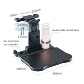 ShopyTech Evrensel Araç Koltuğu Masası 360° Döner Tepsi Tablet Laptop Standı ve Bardaklık thumbnail 4