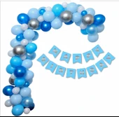 Lacivert, Mavi, Gümüş Balon-Banner Seti thumbnail 1