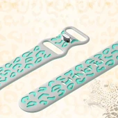 Apple Watch Ultra 1 ve 2 Uyumlu 49mm Leopar Desenli Yumuşak Silikon Kordon  Gri thumbnail 4