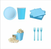 8 Mavi Tabak, 8 Mavi Bardak, 8 Mavi Mısır Kutusu, 10 Çatal, 10 Peçete thumbnail 1