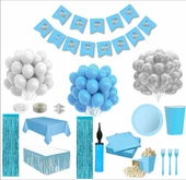 Mavi Beyaz 16 Kişilik Full Doğum Günü Seti thumbnail 1
