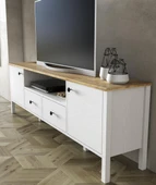 Lumera Modern Tv Ünitesi - Konsol 2 Kapaklı 2 Çekmeceli  Raflı Dolaplı MDF Profil Ayaklı 180 Cm  Minifixli thumbnail 2