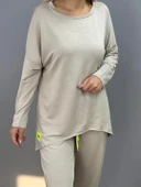 MDB Kadın Iki Iplik Viskon Pamuk Kumaş Arma Detaylı Ikili Takım thumbnail 2