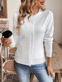 MDB Kadın Uzun Kollu önden Düğmeli Triko Ceket thumbnail 2