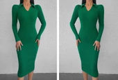 MDB Kadın Uzun Kollu Yakalı Triko Elbise thumbnail 3