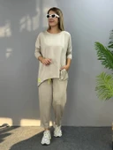 MDB Kadın Iki Iplik Viskon Pamuk Kumaş Arma Detaylı Ikili Takım thumbnail 1