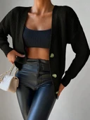 MDB Kadın Uzun Kollu Düğme Detay Triko Hırka thumbnail 4