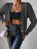 MDB Kadın Uzun Kollu Düğme Detay Triko Bluz thumbnail 6