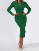 MDB Kadın Uzun Kollu Yakalı Triko Elbise thumbnail 7