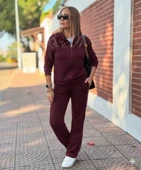 MDB Kadın Uzun Kollu önden Fermuarlı Pul Payetli Alt üst Viskon Iki Iplik Takım thumbnail 3