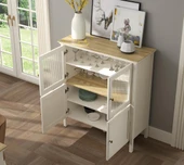 Valena Konsol - Vitrin - Büfe 2 Nervür Cam Kapak 2 Panjur Kapaklı  Panjur Kapaklı MDF Profil Ayaklı 110 Cm Minifixli Çok Amaçlı thumbnail 3