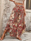 MDB Kadın Yüksek Bel Beli Lastikli Desenli Geniş Paçalı Süprem Pantolon thumbnail 4