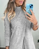 MDB Kadın Uzun Kollu Balıkçı Yaka önden Düğmeli Bluz Ve Pantolon Yumoş Ikili Takım thumbnail 2