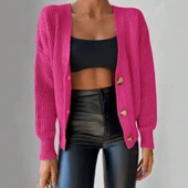 MDB Kadın Uzun Kollu Düğme Detay Triko Bluz thumbnail 4