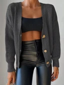 MDB Kadın Uzun Kollu Düğme Detay Triko Bluz thumbnail 4