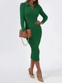 MDB Kadın Uzun Kollu Yakalı Triko Elbise thumbnail 5