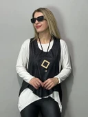 MDB Kadın Siyah Deri Yelekli Kolye Dahil üçlü Takım thumbnail 2