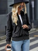 MDB Kadın Uzun Kollu önden Fermuarlı Süet Ceket thumbnail 2