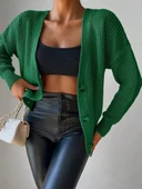 MDB Kadın Uzun Kollu Düğme Detay Triko Hırka thumbnail 2