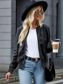 MDB Kadın Uzun Kollu önden Fermuarlı Süet Ceket thumbnail 1