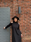 MDB Kadın Balıkçı Yaka Omuzlardan Açık Uzun Kollu Janjan Krep Elbise thumbnail 6