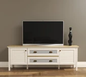 Valena Tv Ünitesi - Konsol 2 Kapaklı 2 Çekmeceli Panjur Kapaklı MDF Profil Ayaklı 180 Cm Minifixli thumbnail 2