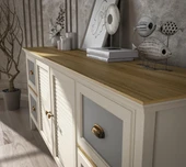 Valena Konsol Çok Amaçlı Dolap 2 Kapaklı 4 Çekmeceli Panjur Kapaklı MDF Profil Ayaklı 185 Cm Minifixli thumbnail 4