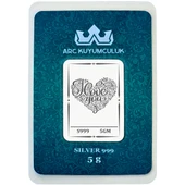 Sevgi ve Aşk Temalı Hediyeye Özel 5 Gram 999 Ayar Gümüş ile Tasarlanmış Gümüş Külçesi-731 thumbnail 1